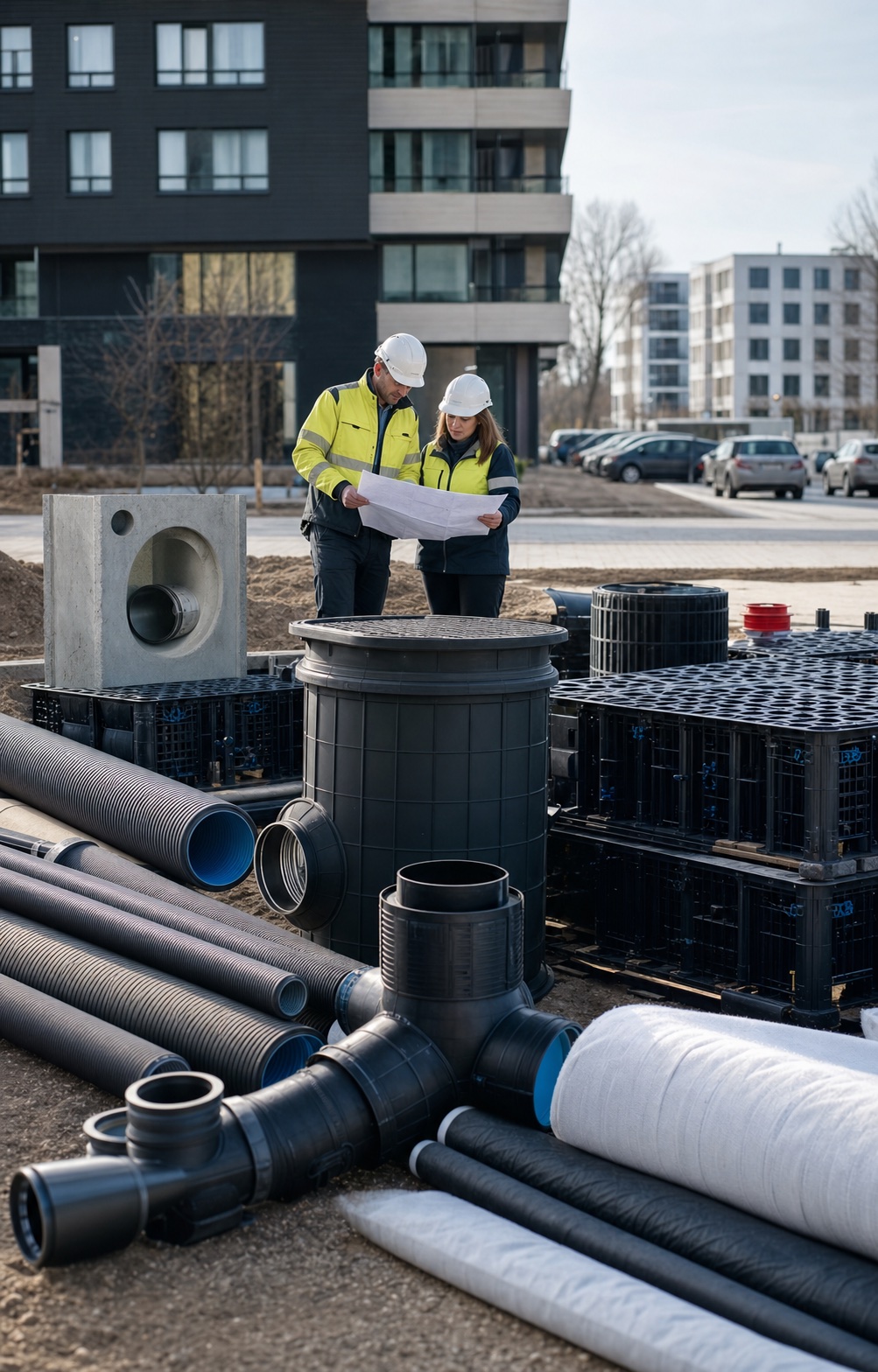 Kompletacja materiałów do systemu zagospodarowania wody deszczowej